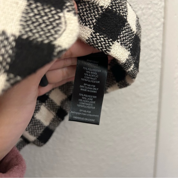 Anthropologie Burlapp Size 4 Wool Blend Black and cream checkered jacket - Picture 16 of 16